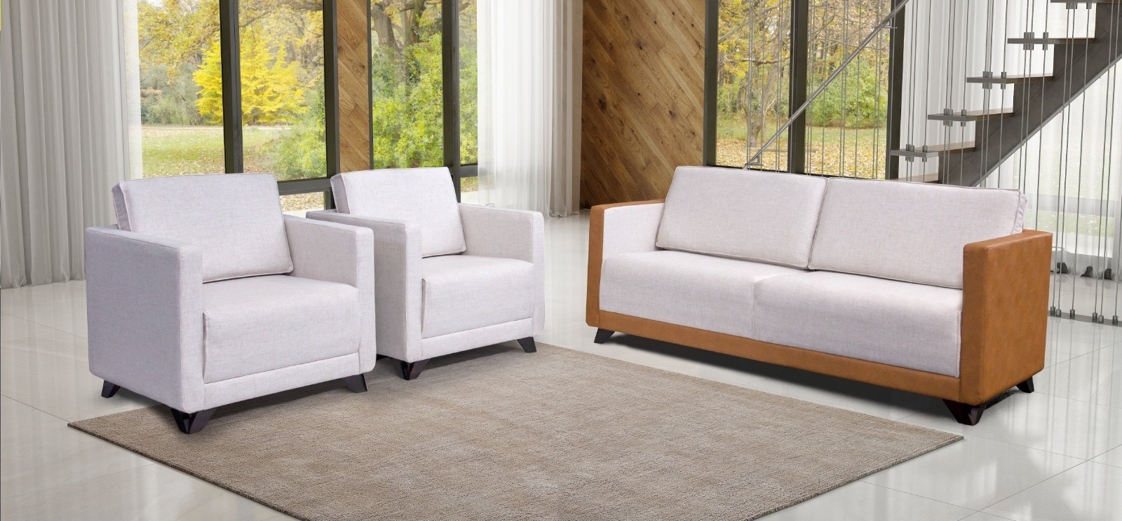 Projeto de cliente — conjunto com sofá e duas poltronas — ref. 1118