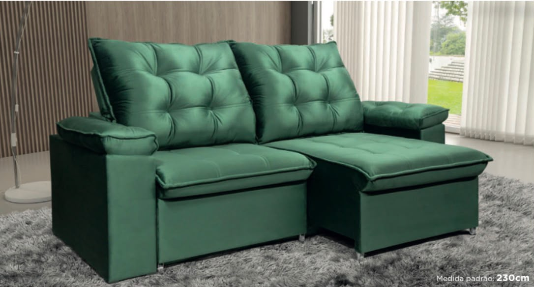 Sofá retrátil e reclinável  230 cm, assentos e encosto retráteis  ref.1056