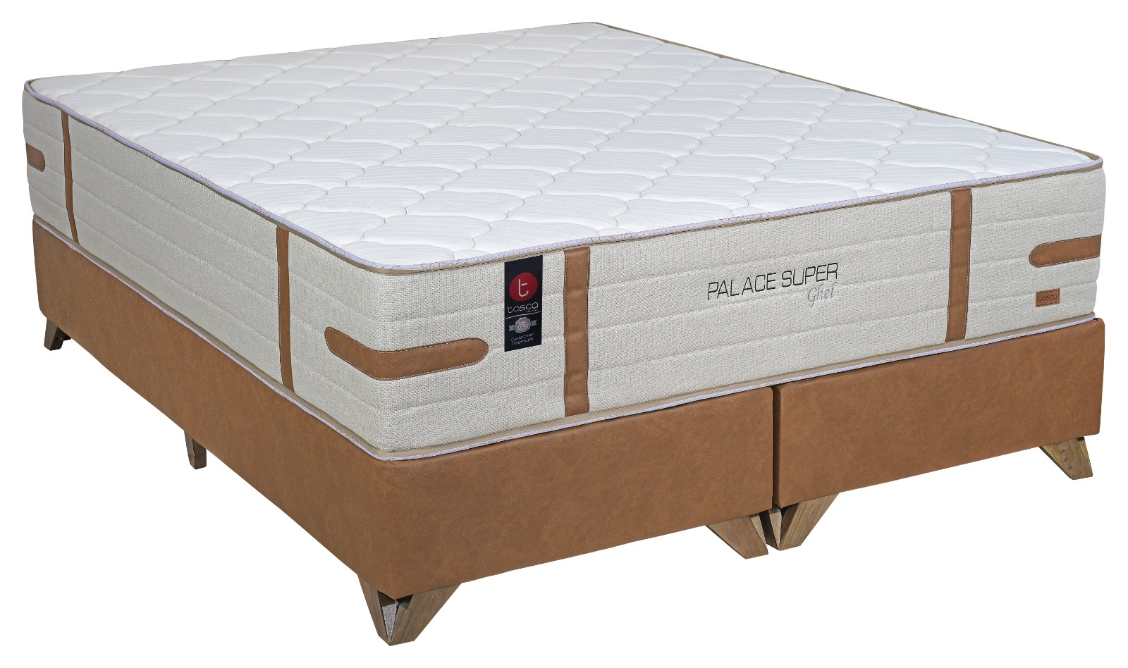 Colchão Palace Super com base box caramelo